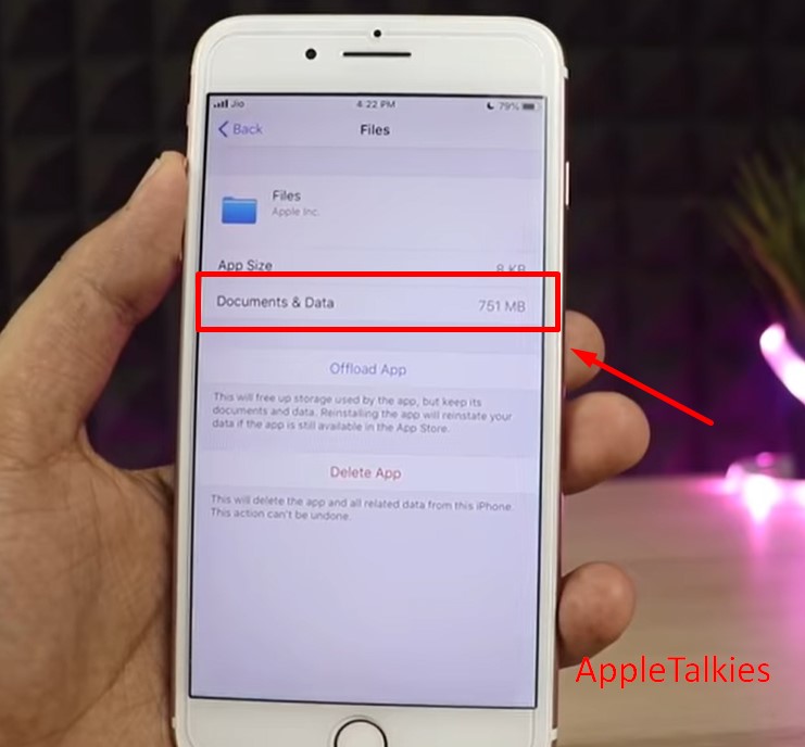 Delete documents and data on iPhone