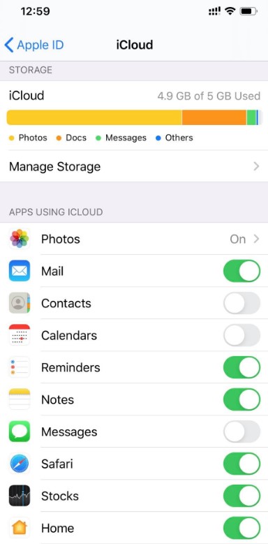manage icloud from iphone