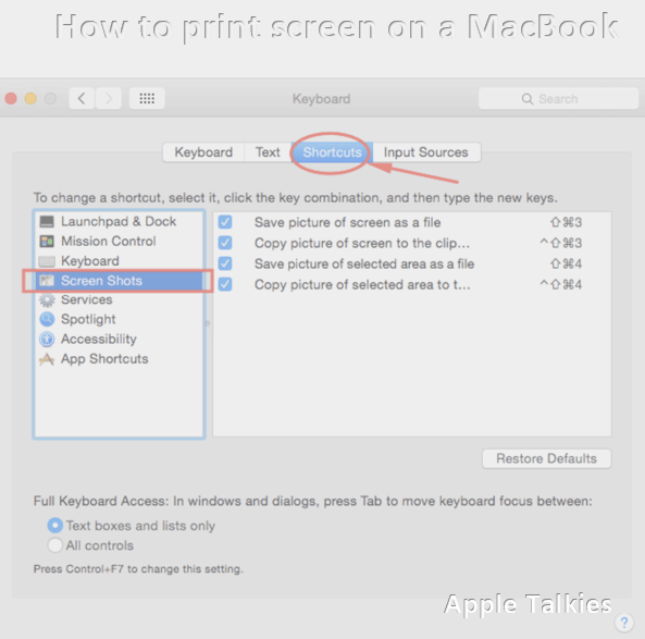 keyboard shortcut for screenshot on macbook
